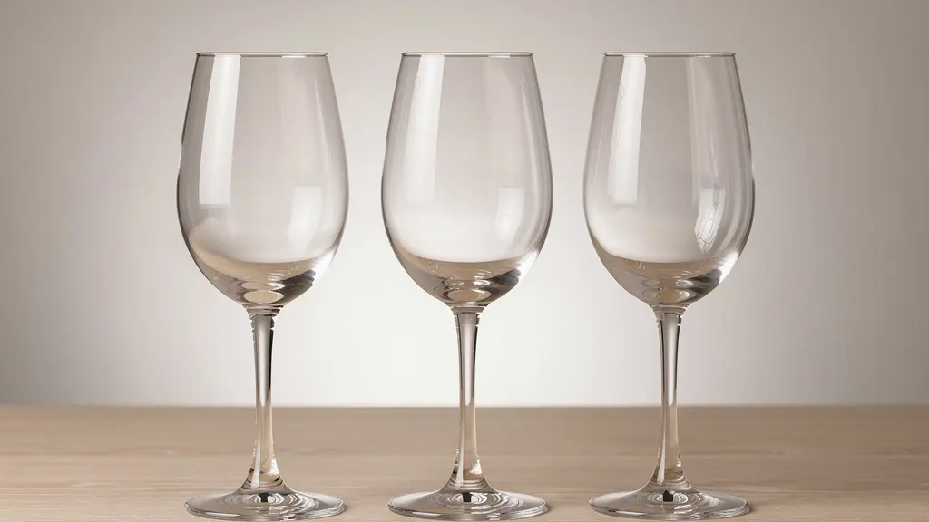 Trois verres à vin de matériaux différents pour comparaison visuelle