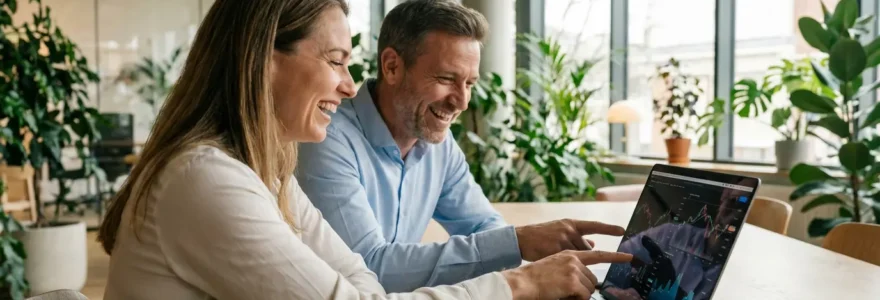 Entrepreneur français en réunion stratégique avec consultant pour demande de subvention entreprise