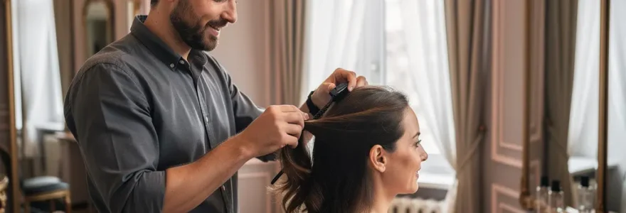 Coiffeur professionnel travaillant dans un salon élégant de Neuilly-sur-Seine