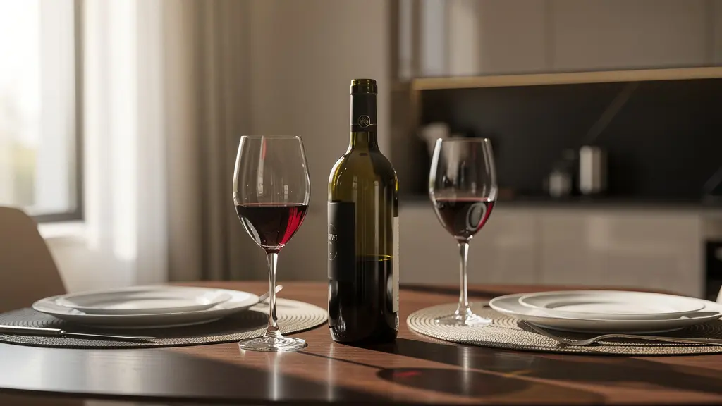 Table de dégustation avec verres cristallin sublimant un vin rouge