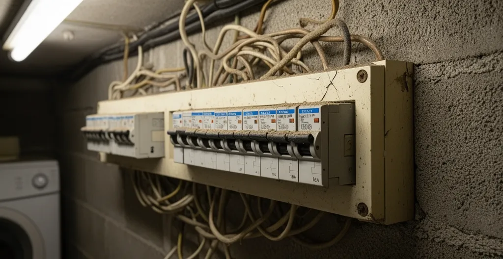 Tableau électrique vétuste nécessitant un diagnostic électricité obligatoire vente